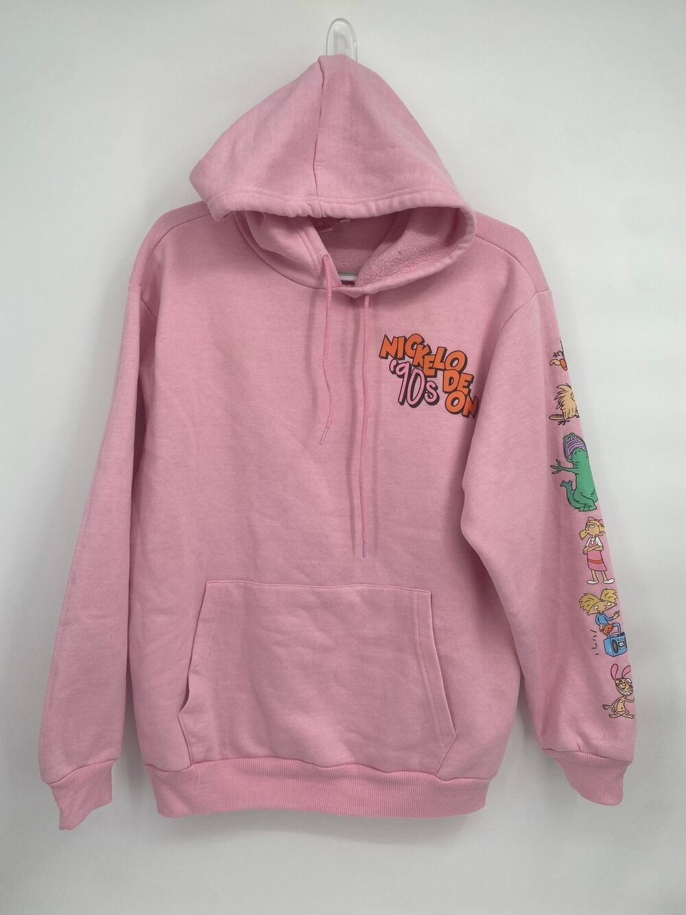 Nickelodeon '90s Pink Hoodie Sweatshirt Rugrats Hey Arnold Unisex L
